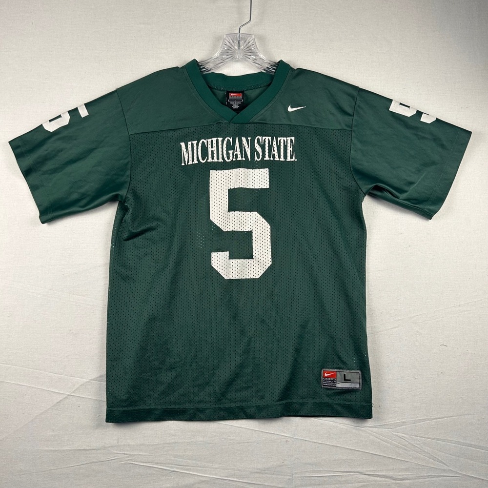 Nike Michigan State Spartans Jersey Green Number 5 Football Mesh Mens Large